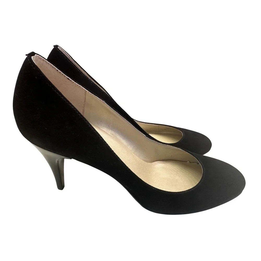 Talbots Lars2 Black Suede Round Toe Pumps Heels Womens 8.5 M Classic